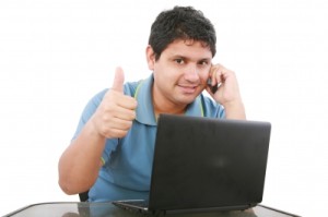 Thumbs up Guy at Laptop